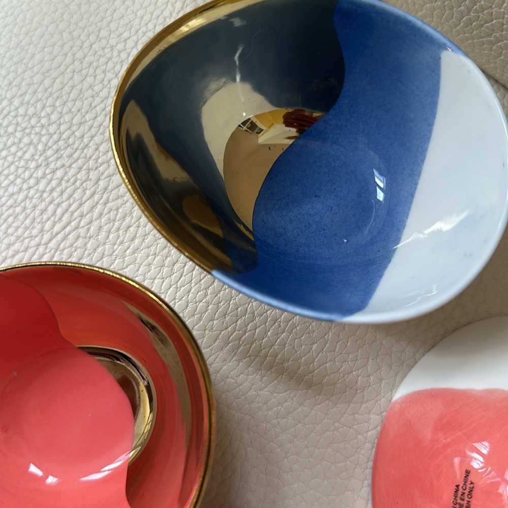 ALl THREE!! Anthro BOWLS NWT Tomatoa Anthropologie Collection 2 pink & 1 blue - Picture 2 of 6